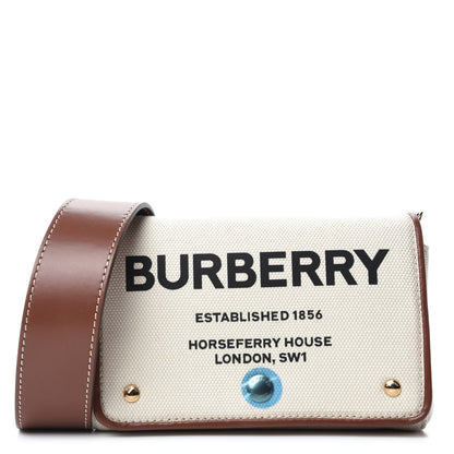 Burberry Cotton Canvas Horseferry Print Small Crossbody Bag White Tan 1 of 9