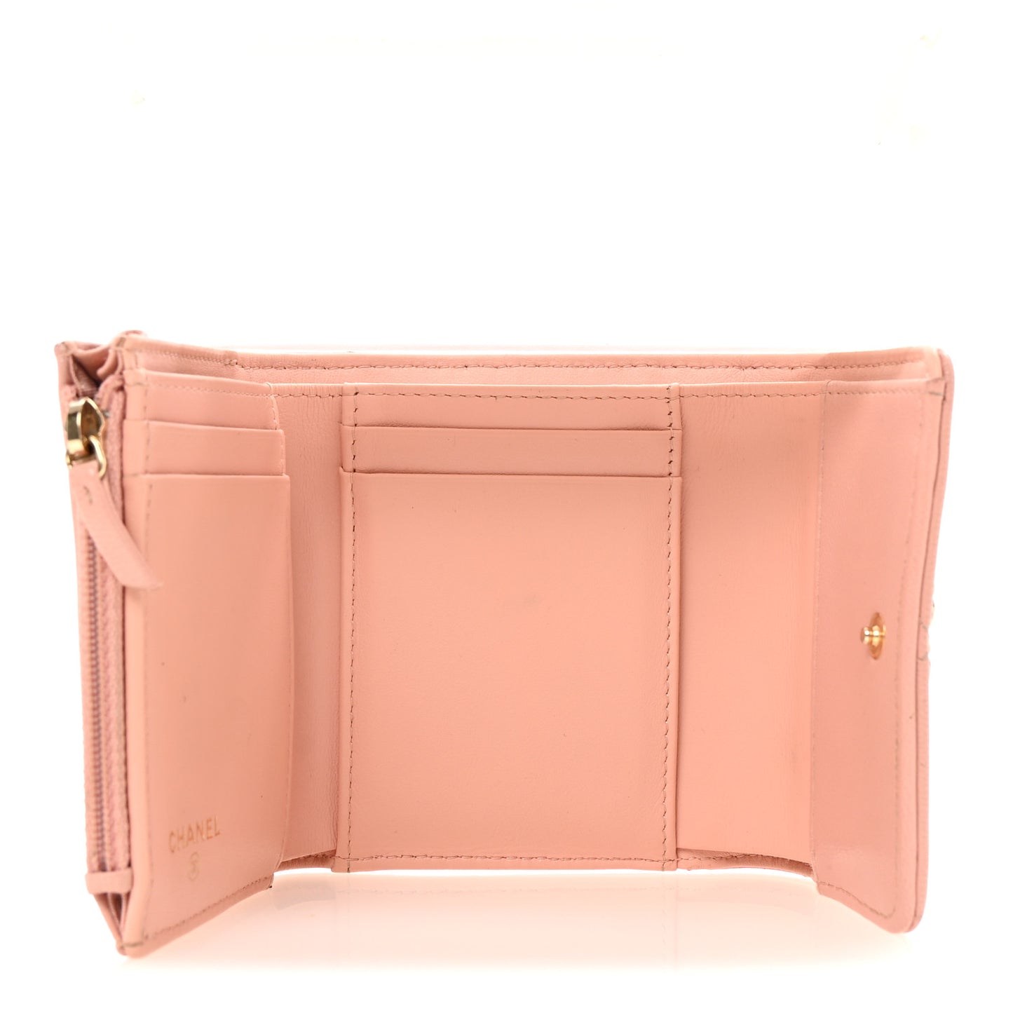 Goatskin Quilted Chanel 19 Small Flap Wallet Pink