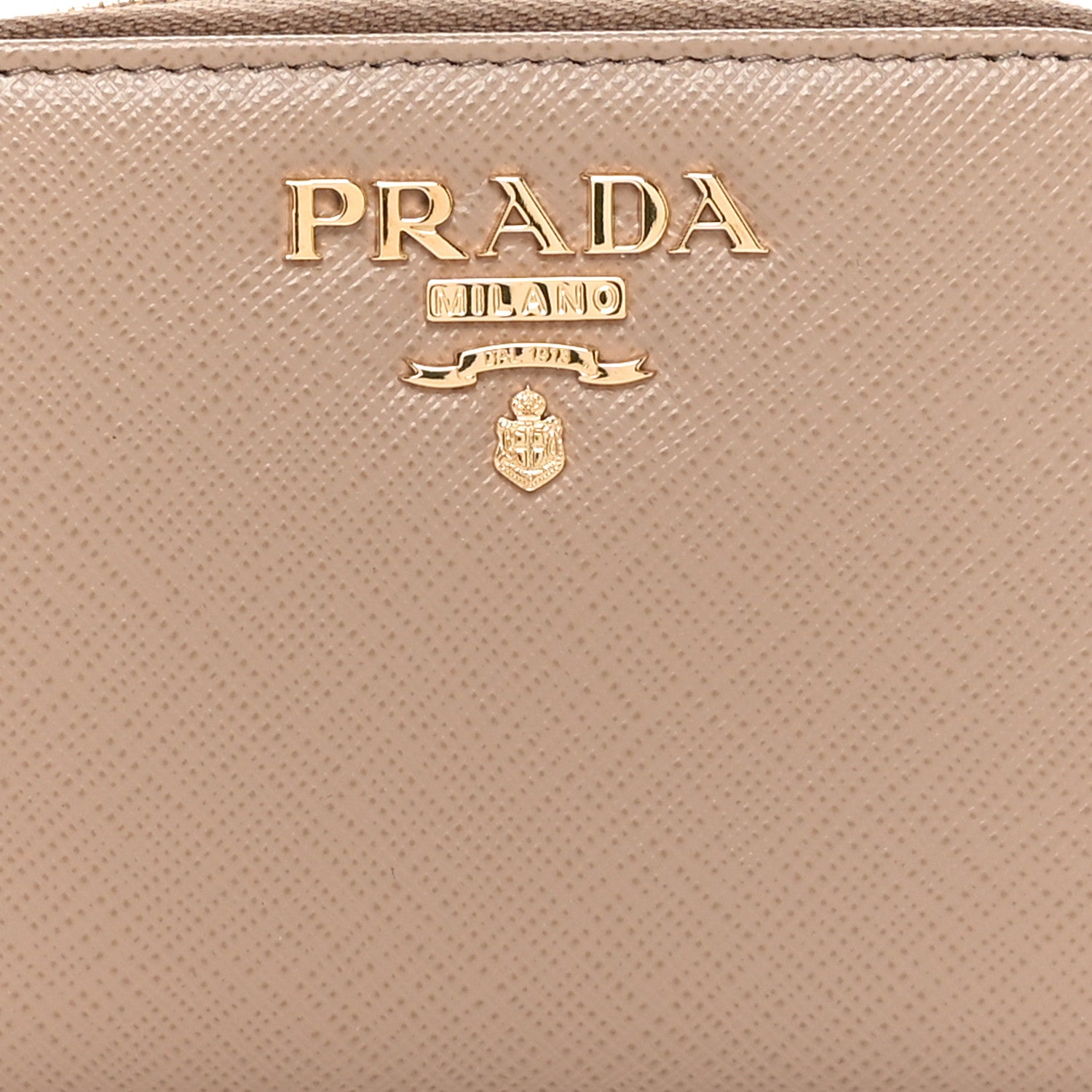 Prada Saffiano Metal Zip Coin Purse Cammeo 7 of 8