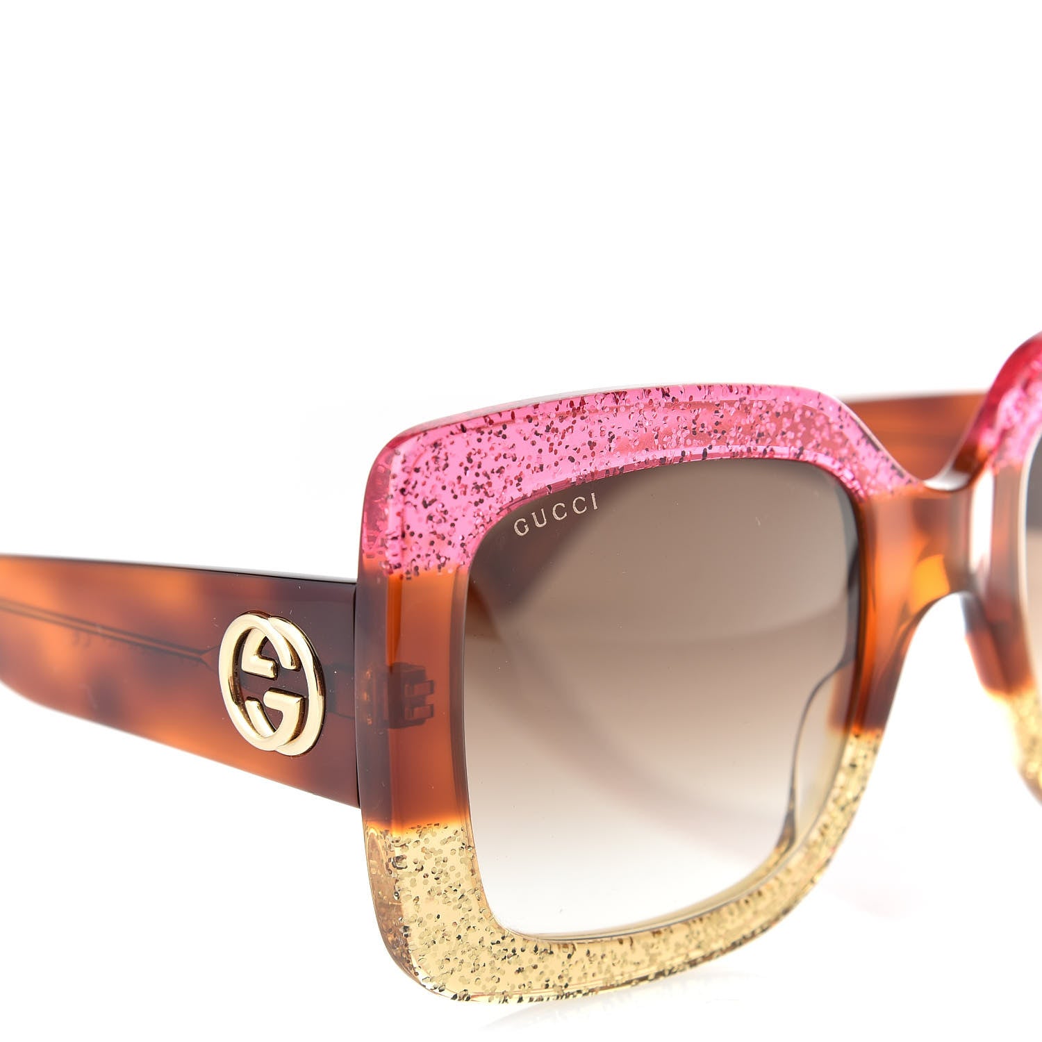 Gucci Square Frame GG0083S Sunglasses Glitter Pink Multi 7 of 7