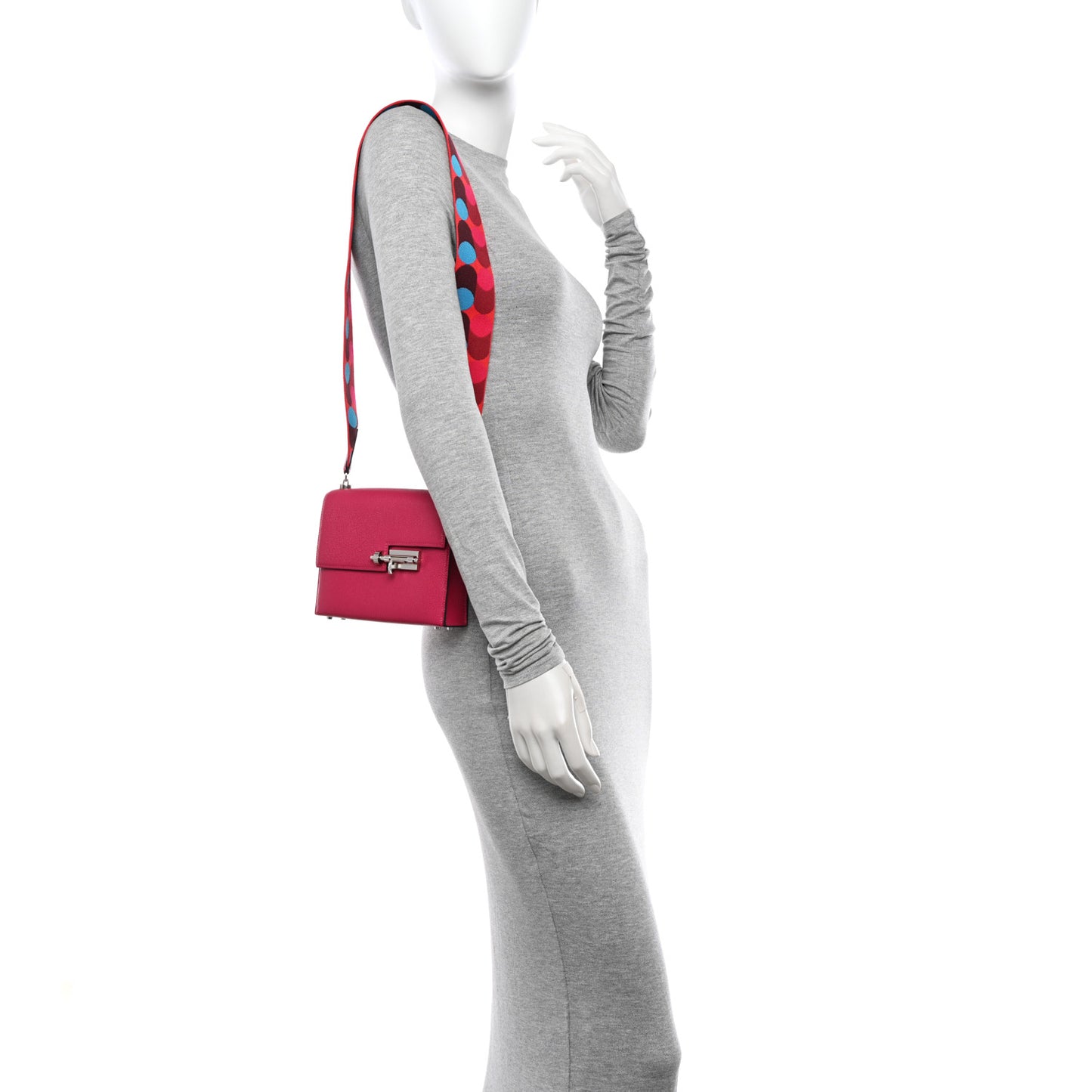 Chevre Mysore Mini Verrou Large Strap Bag Rose Mexico
