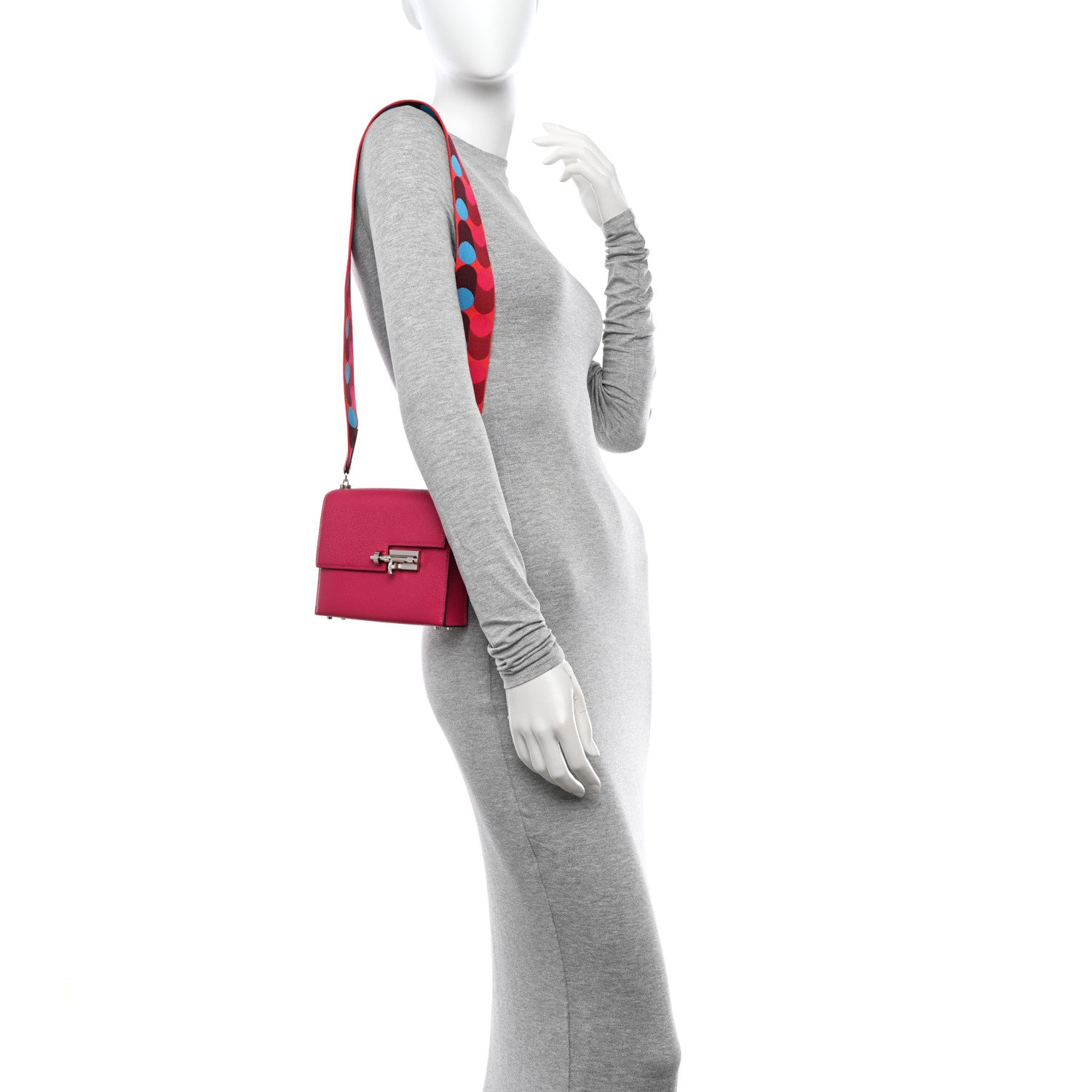 Hermes Chevre Mysore Mini Verrou Large Strap Bag Rose Mexico 2 of 11