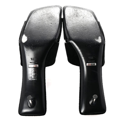 Gucci New Velvet Ashmir Regent Calfskin GG Monogram Square Toe Bow 45mm Slide Sandals 39.5 Black 6 of 10