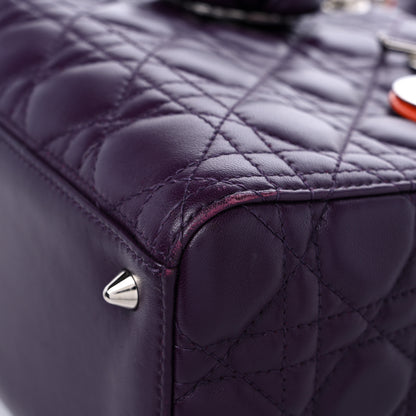 Christian Dior Lambskin Crocodile Medium Lady Dior Purple Orange 8 of 12