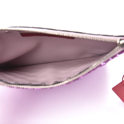 Valentino Garavani Glitter Rockstud Spike Zip Pouch Water Lilac 5 of 6