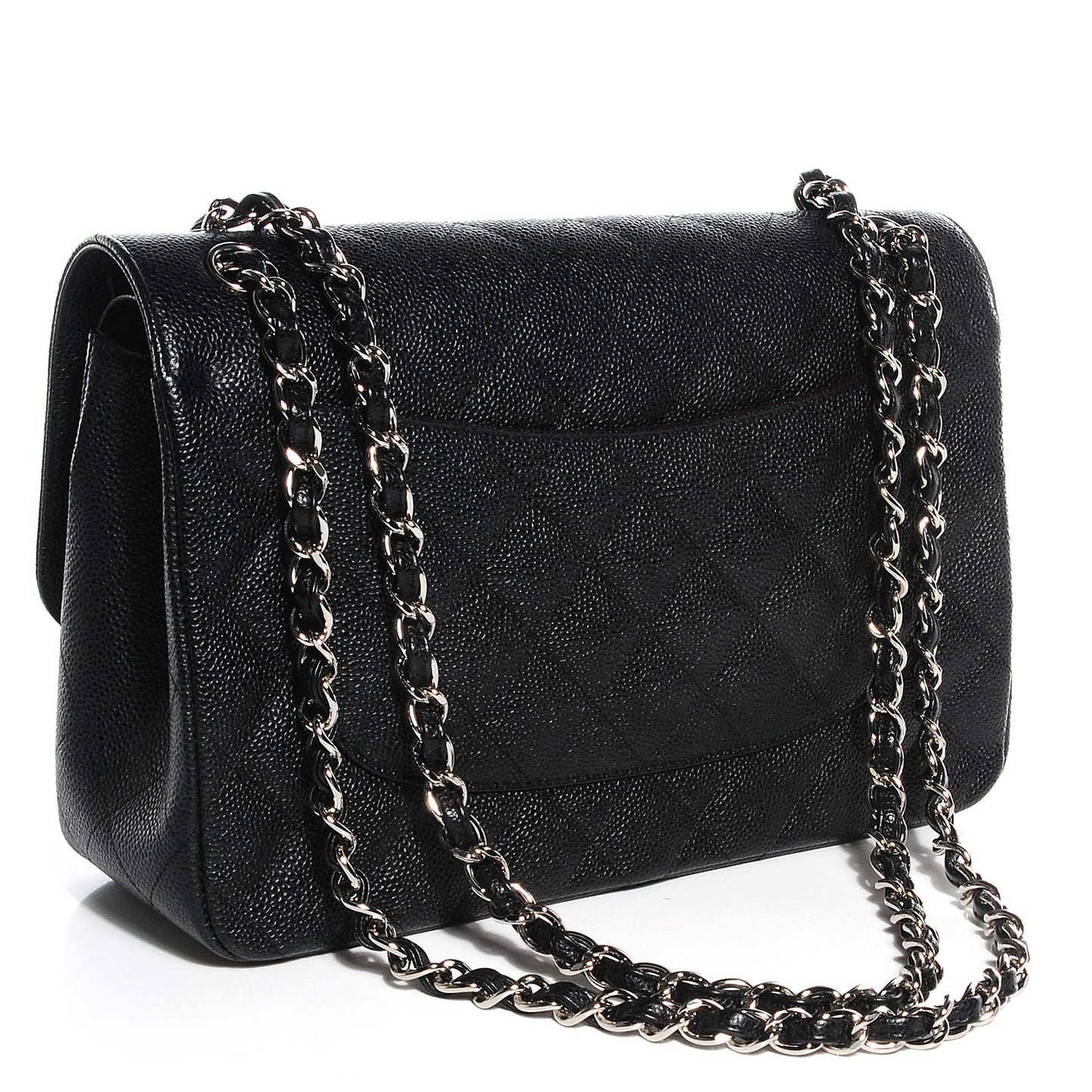 Caviar Quilted Jumbo Double Flap Black