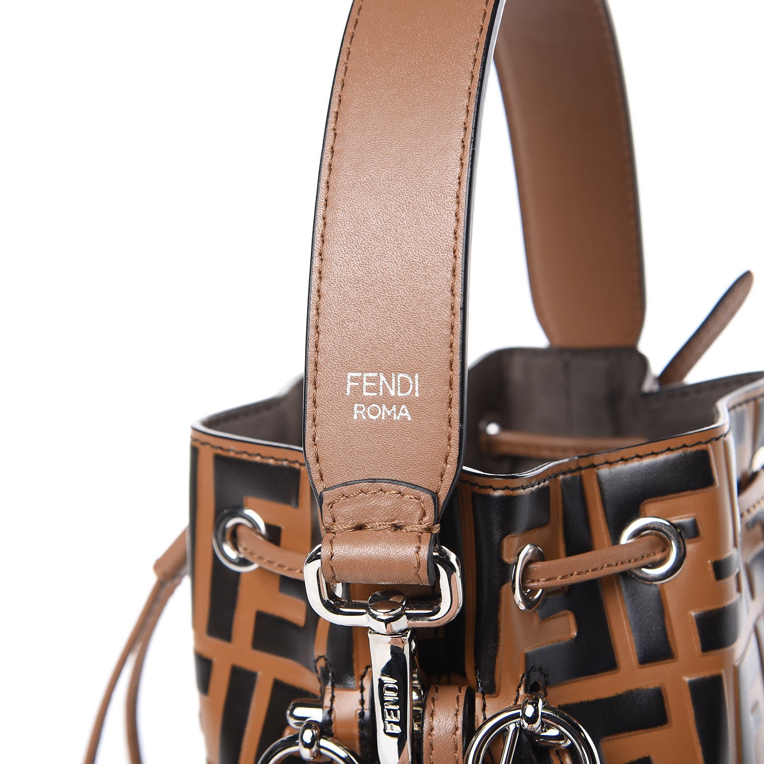 Fendi Vitello Liberty F is Fendi FF Embossed Mini Mon Tresor Bucket Bag Tobacco Black 8 of 11