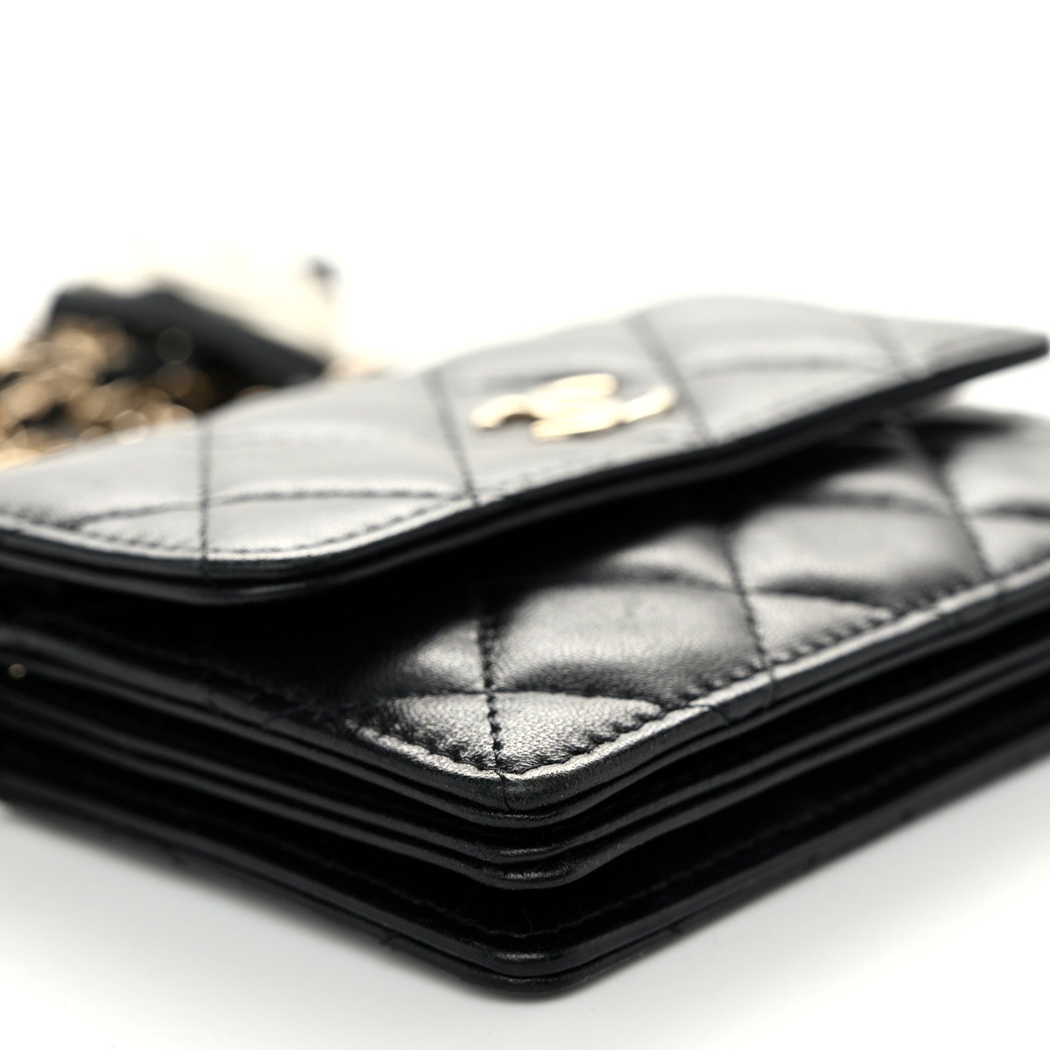 Chanel Lambskin Quilted My Chanel Lady Card Holder On Chain Black 10 of 11