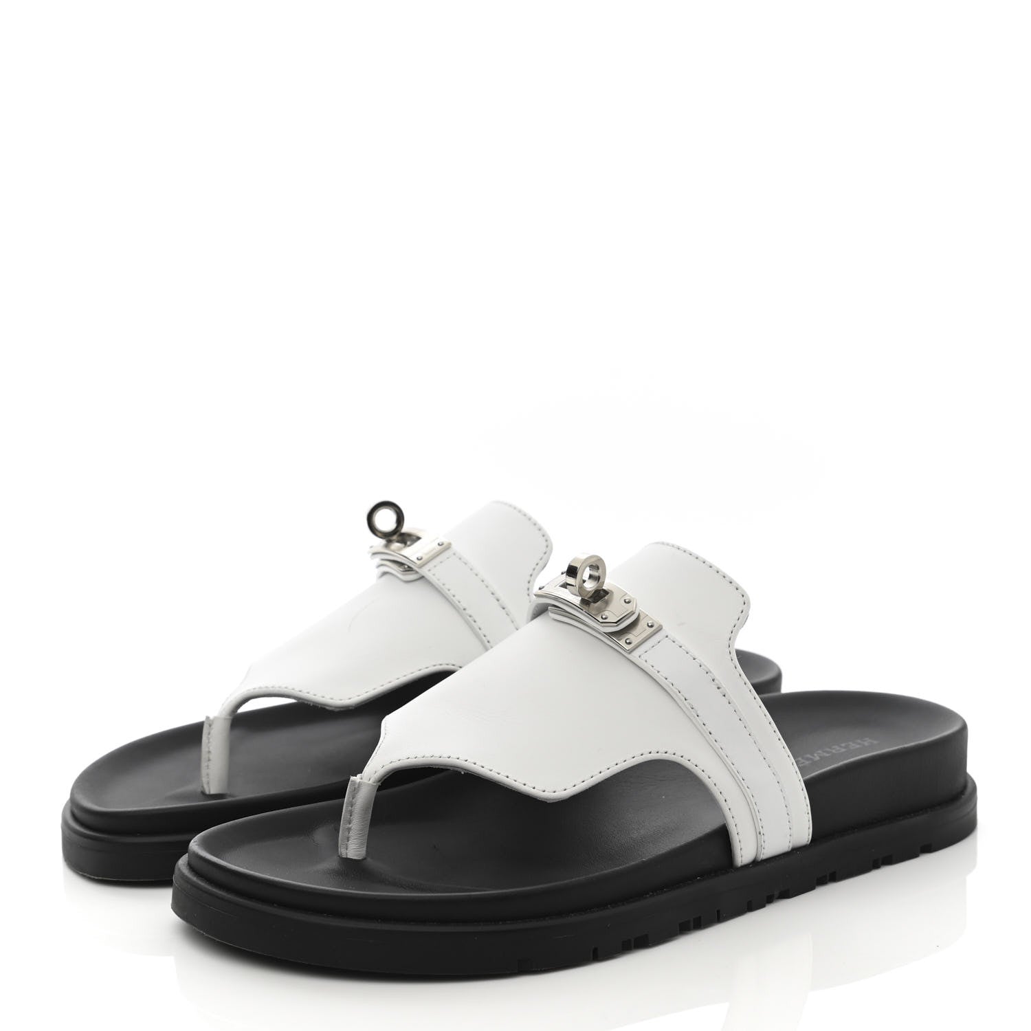 Hermes Calfskin Womens Empire Sandals 35 White 3 of 10