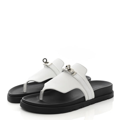 Hermes Calfskin Womens Empire Sandals 35 White 3 of 10
