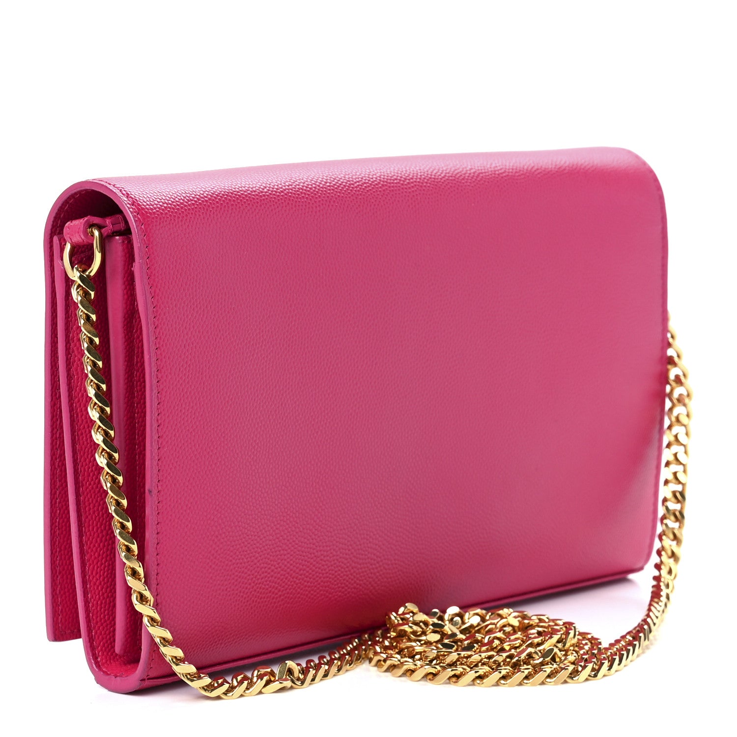 product image of SAINT LAURENT Grain De Poudre Monogram Chain Wallet Bubblegum FASHIONPHILE