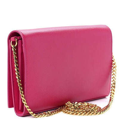 Saint Laurent Grain De Poudre Monogram Chain Wallet Bubblegum 3 of 11