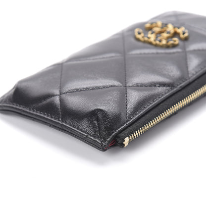 Chanel Goatskin Quilted 19 Flat Wallet Pouch Black 7 of 10