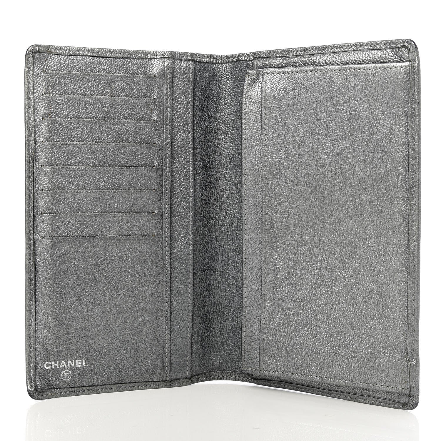 Chanel Metallic Goatskin CC Yen Wallet Silver 5 of 8