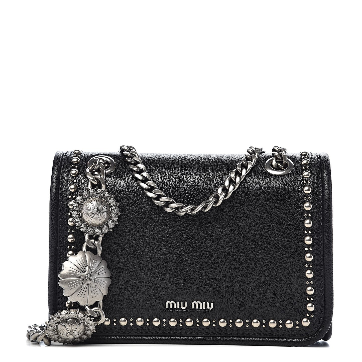 Goatskin Madras Borchie Shoulder Bag Black