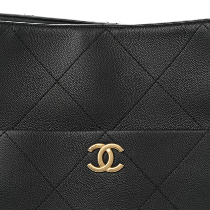 Chanel Caviar Stitched Pocket CC Large Tote White Black 8 of 10