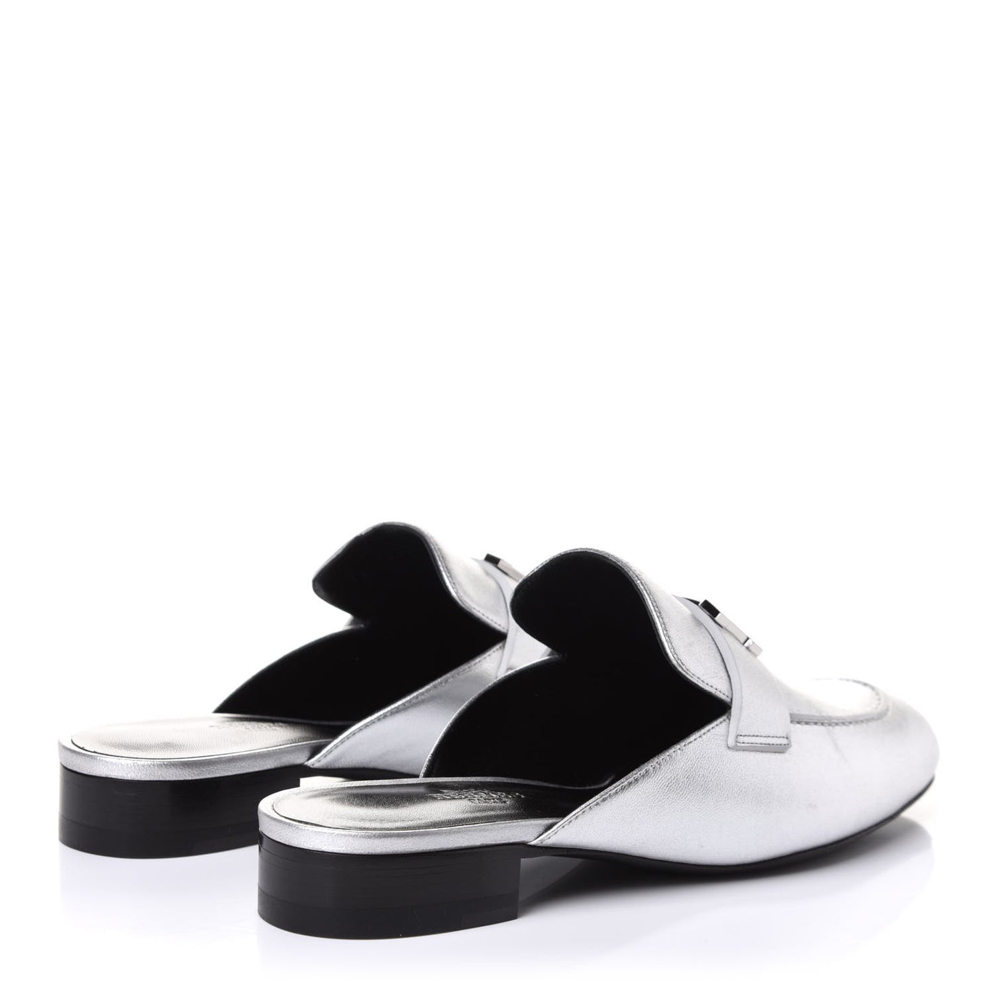 Metallic Nappa Trocadero Mule 38 Gris Argento