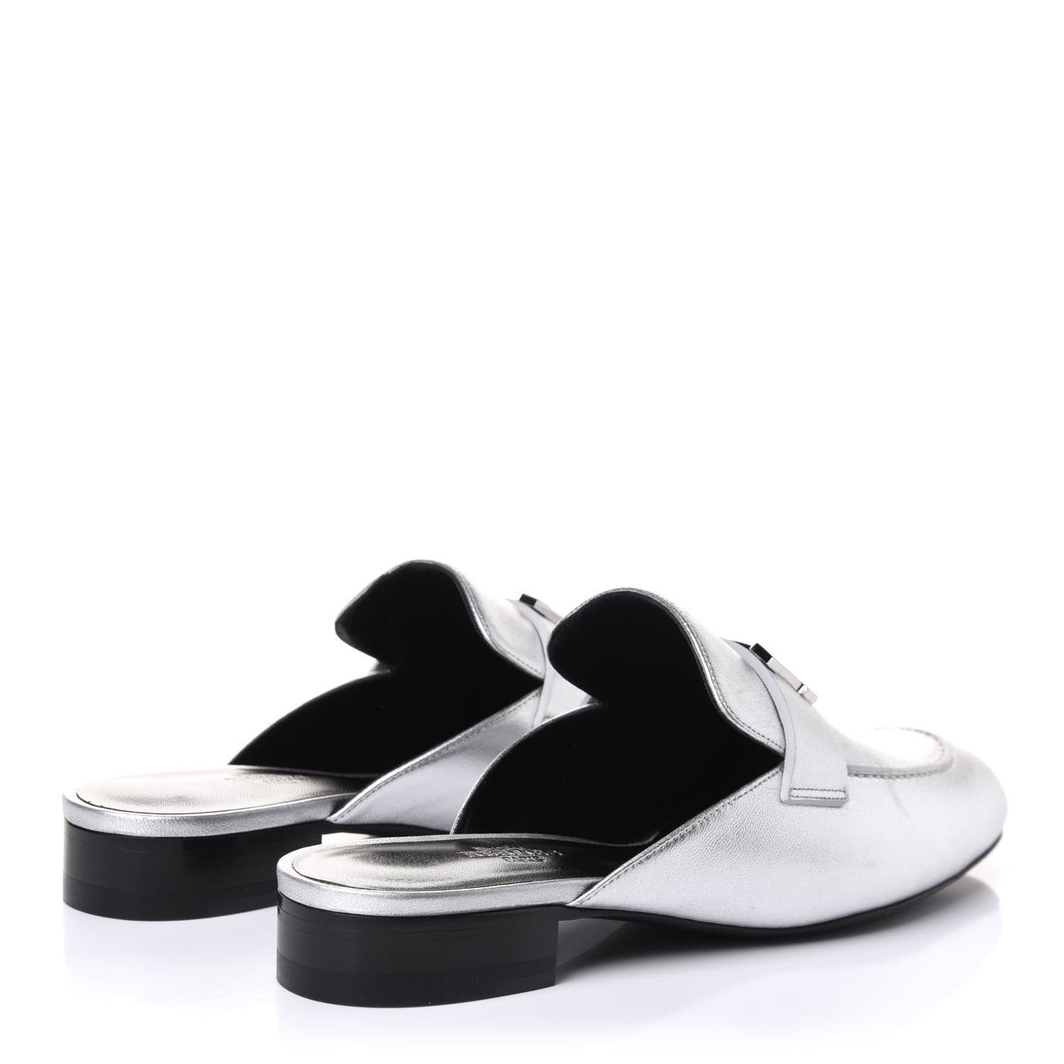 Hermes Metallic Nappa Trocadero Mule 38 Gris Argento 4 of 10