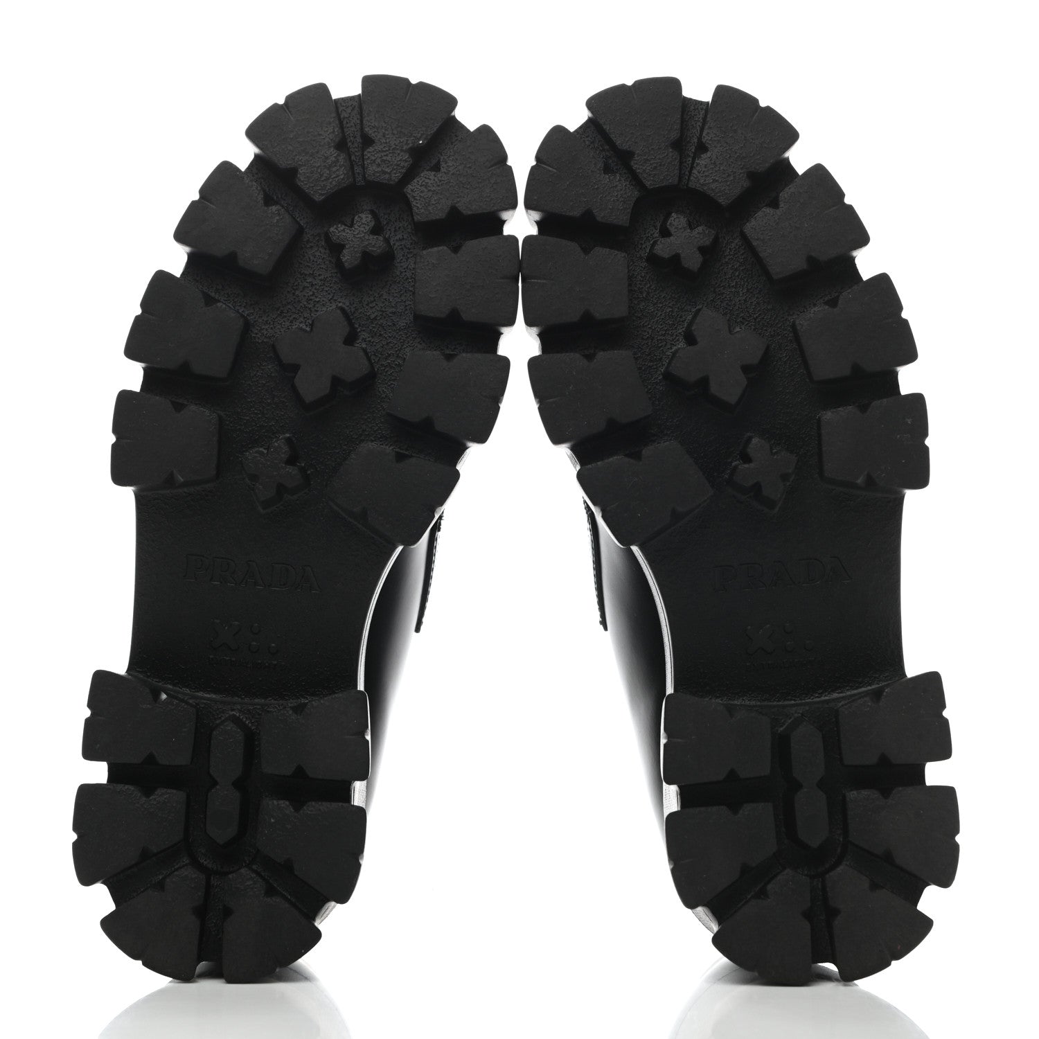 Prada Spazzolato Rois Metal Triangle Logo Monolith 55mm Loafers 37 Black 5 of 8