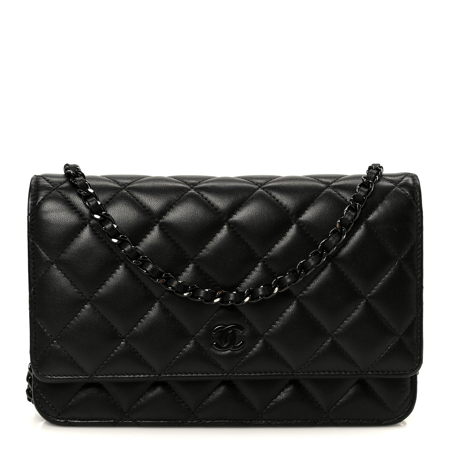 Chanel Pearly Lambskin Quilted Wallet On Chain WOC So Black 1 of 11