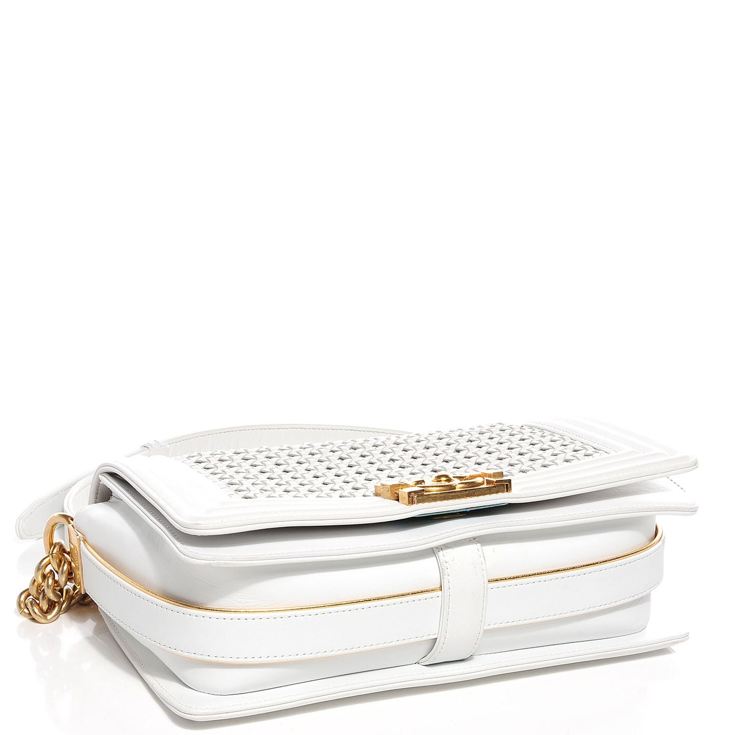 Sheepskin Braided Medium Boy Reverso Flap White