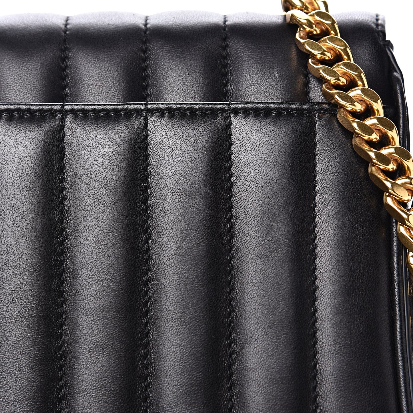 Lambskin Matelasse Monogram Medium Vicky Chain Bag Black