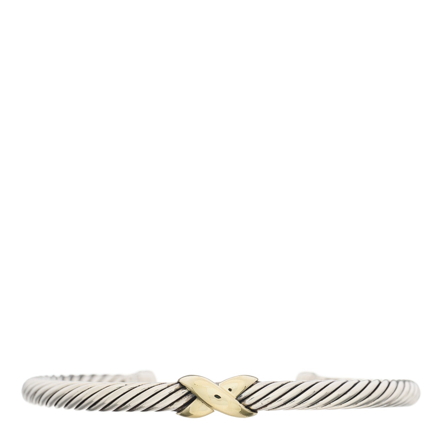 David Yurman Sterling Silver 14K Yellow Gold 5mm X Station Cable Bracelet 1 of 3