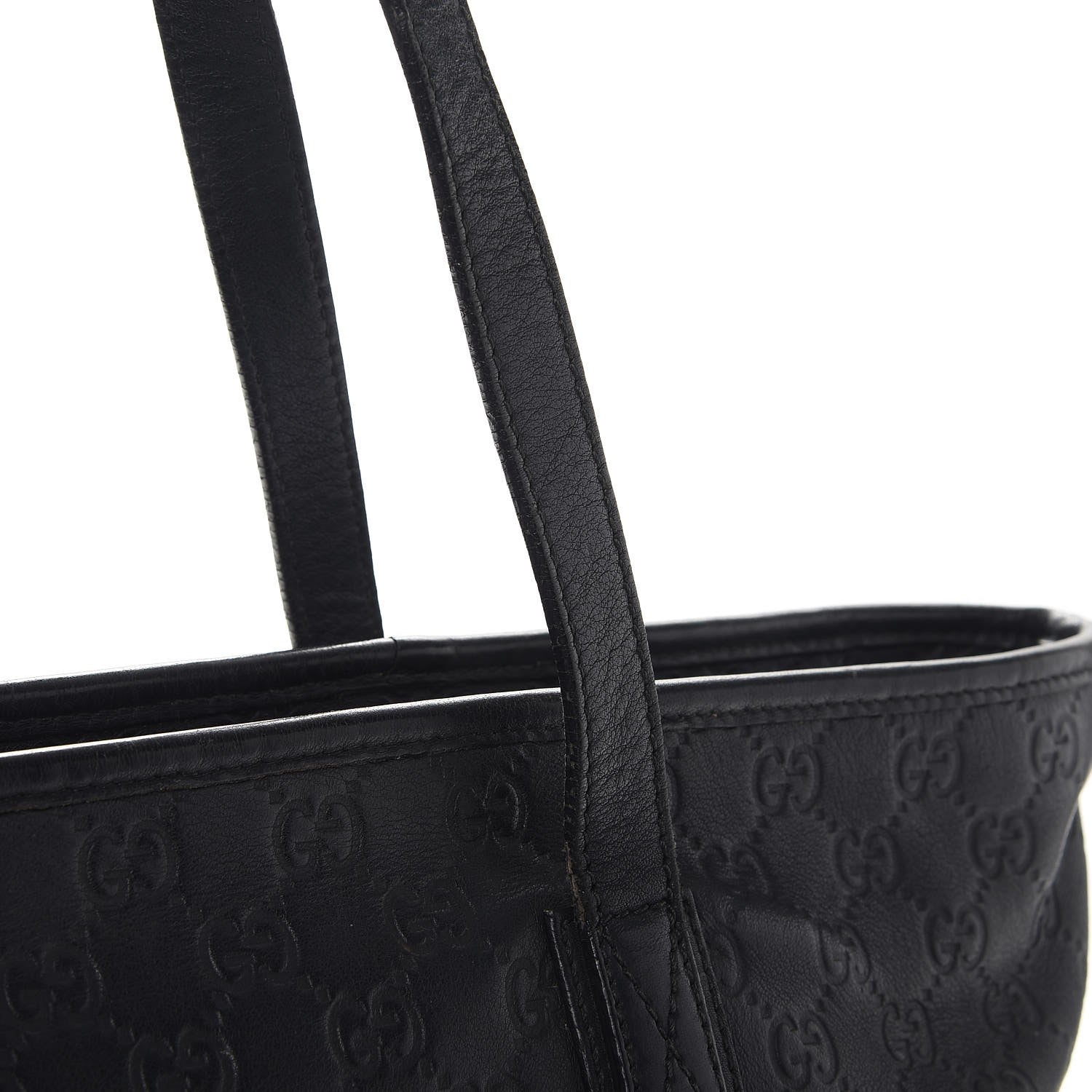 Gucci Guccissima Medium Zippered Shopping Tote Black 12 of 15