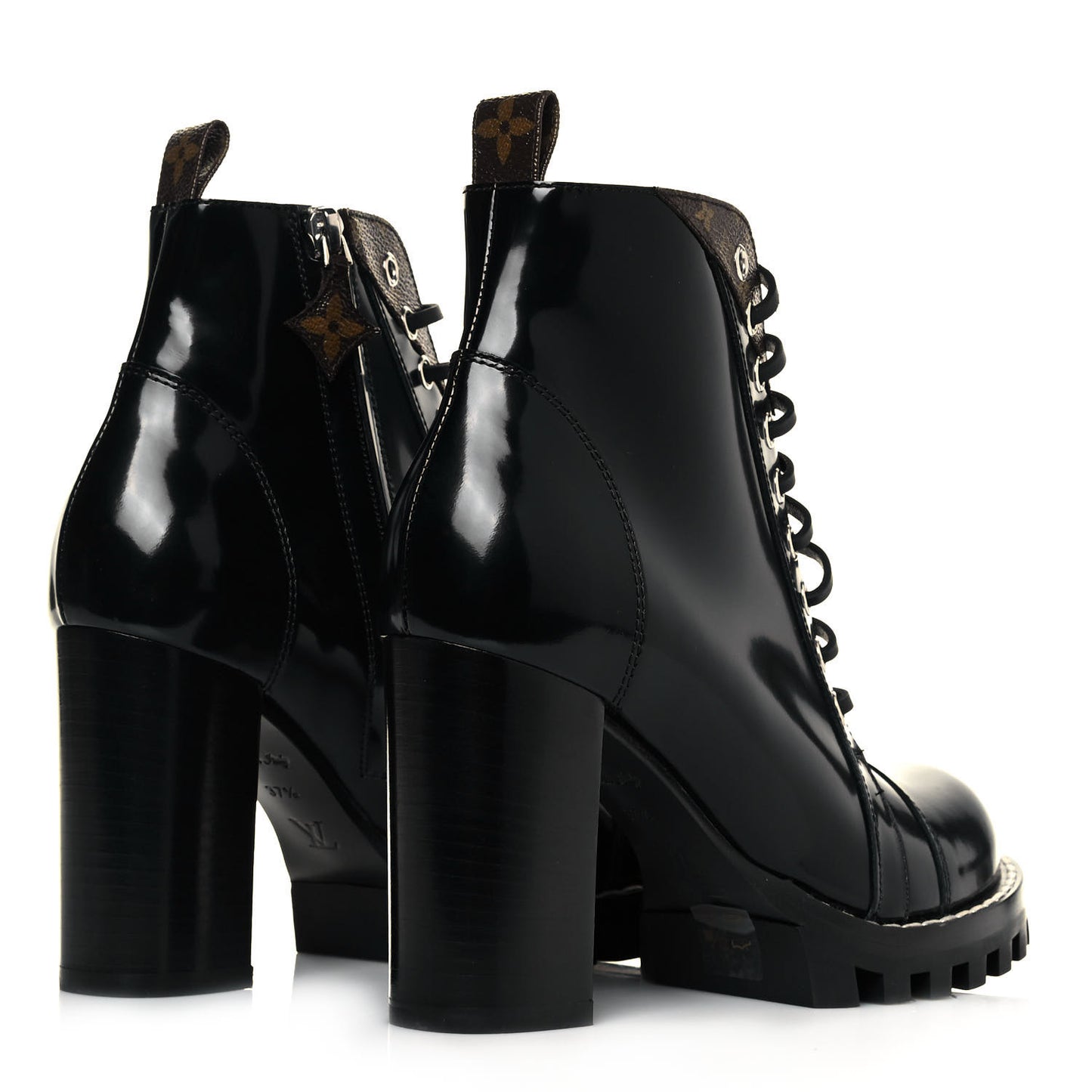 Patent Calfskin Monogram Star Trail Ankle Boots 37.5 Black