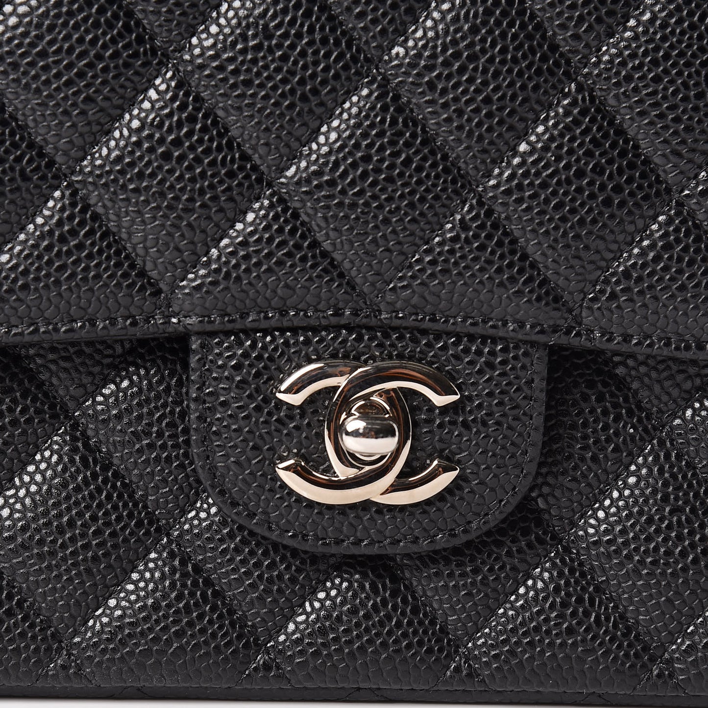Caviar Quilted Medium Double Flap Black
