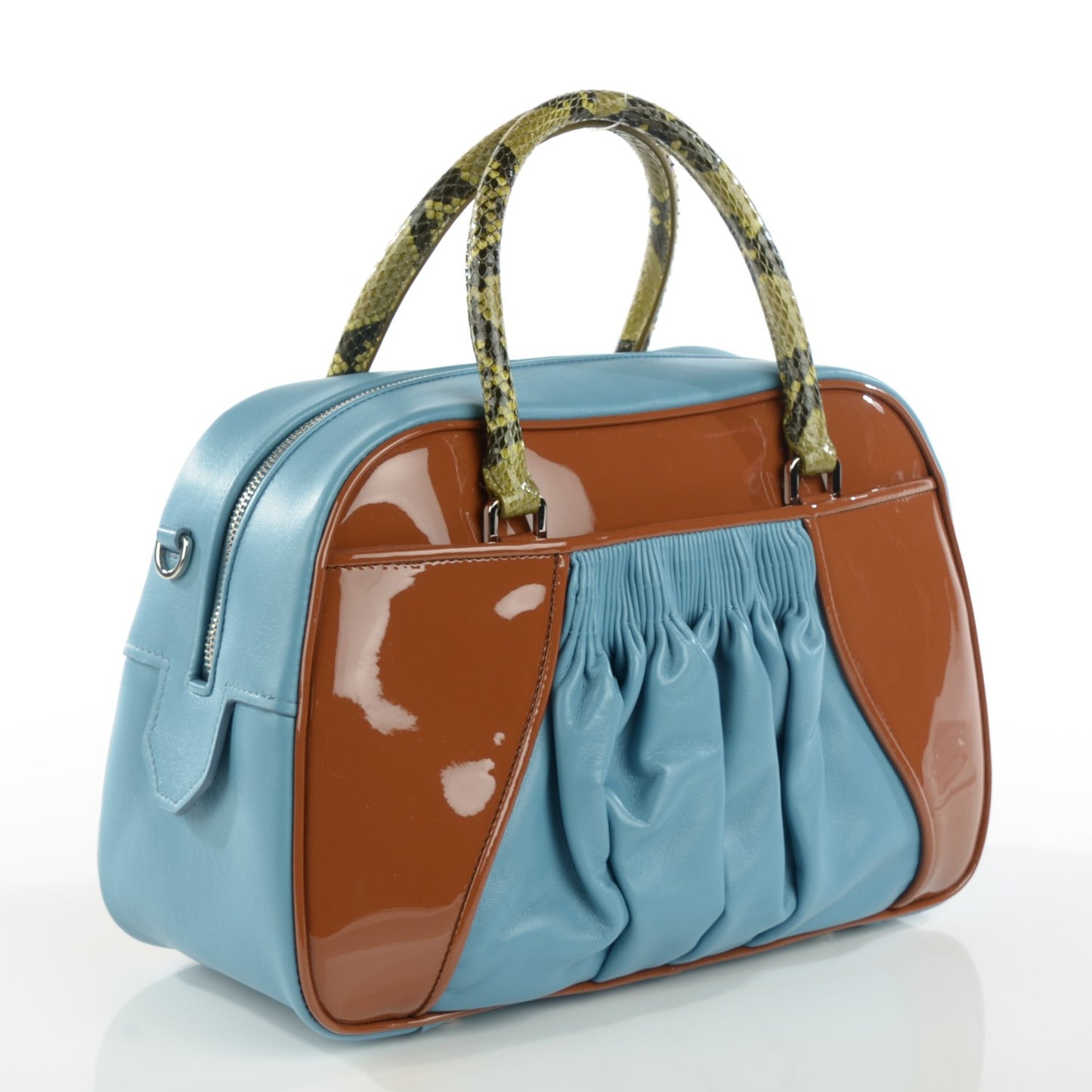 Patent Ayers Top Handle Bag Cognac Astral Blue