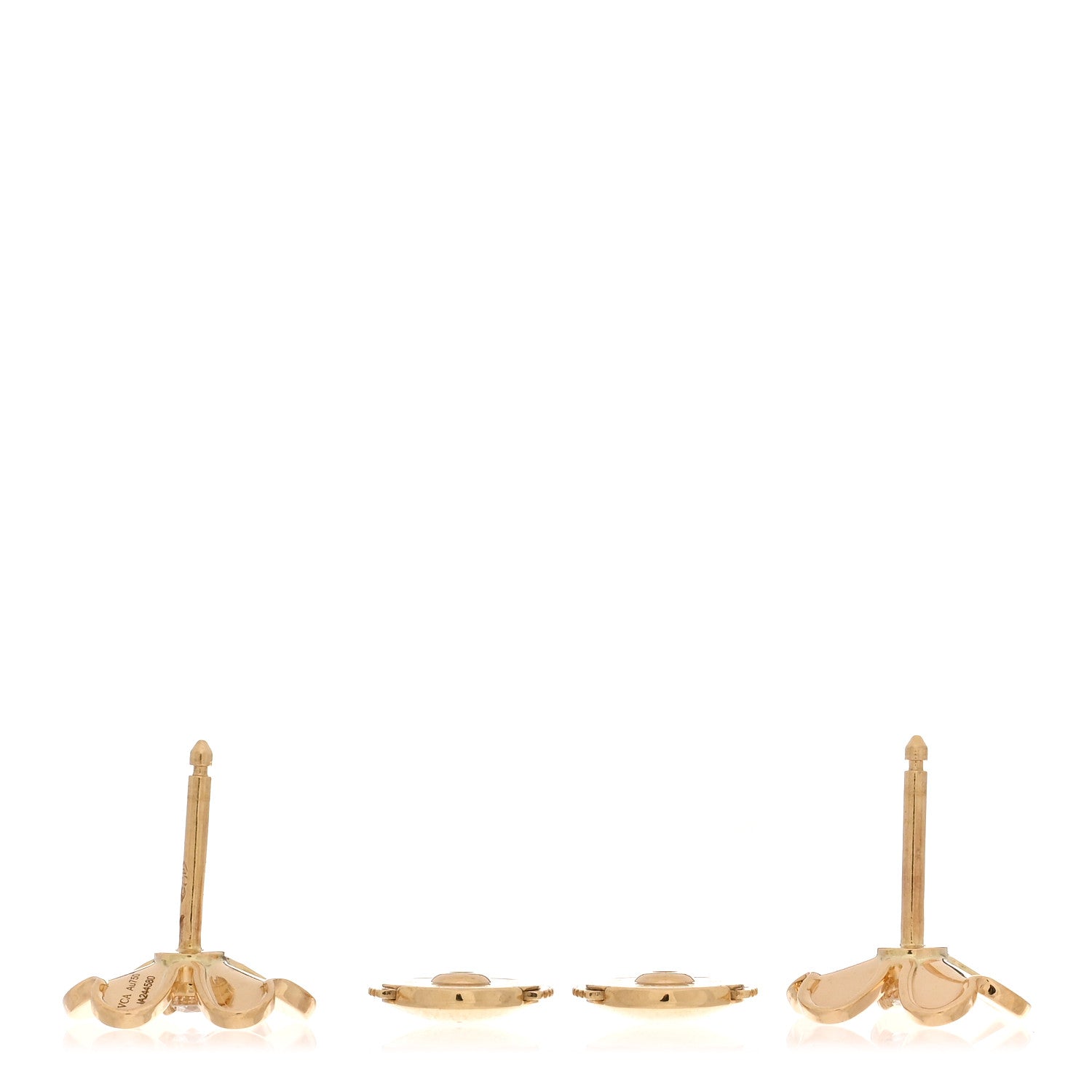 Van Cleef & Arpels 18K Yellow Gold Diamond Mini Frivole Earrings 3 of 4