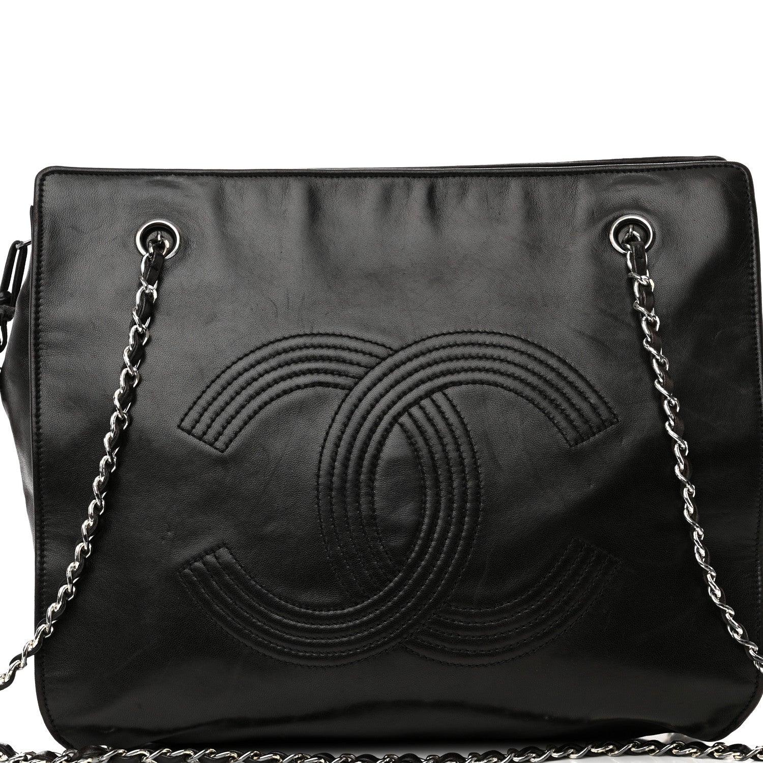 Chanel Lambskin CC Tote Black 8 of 12