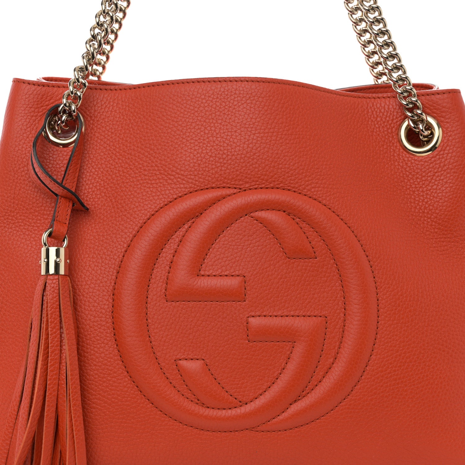 Gucci Pebbled Calfskin Medium Soho Chain Shoulder Bag Sun Orange 8 of 10