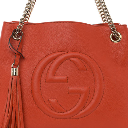 Gucci Pebbled Calfskin Medium Soho Chain Shoulder Bag Sun Orange 8 of 10