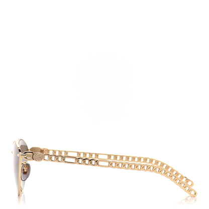 Gucci Metal Chain Cat Eye GG0977S Sunglasses Gold Grey 3 of 12