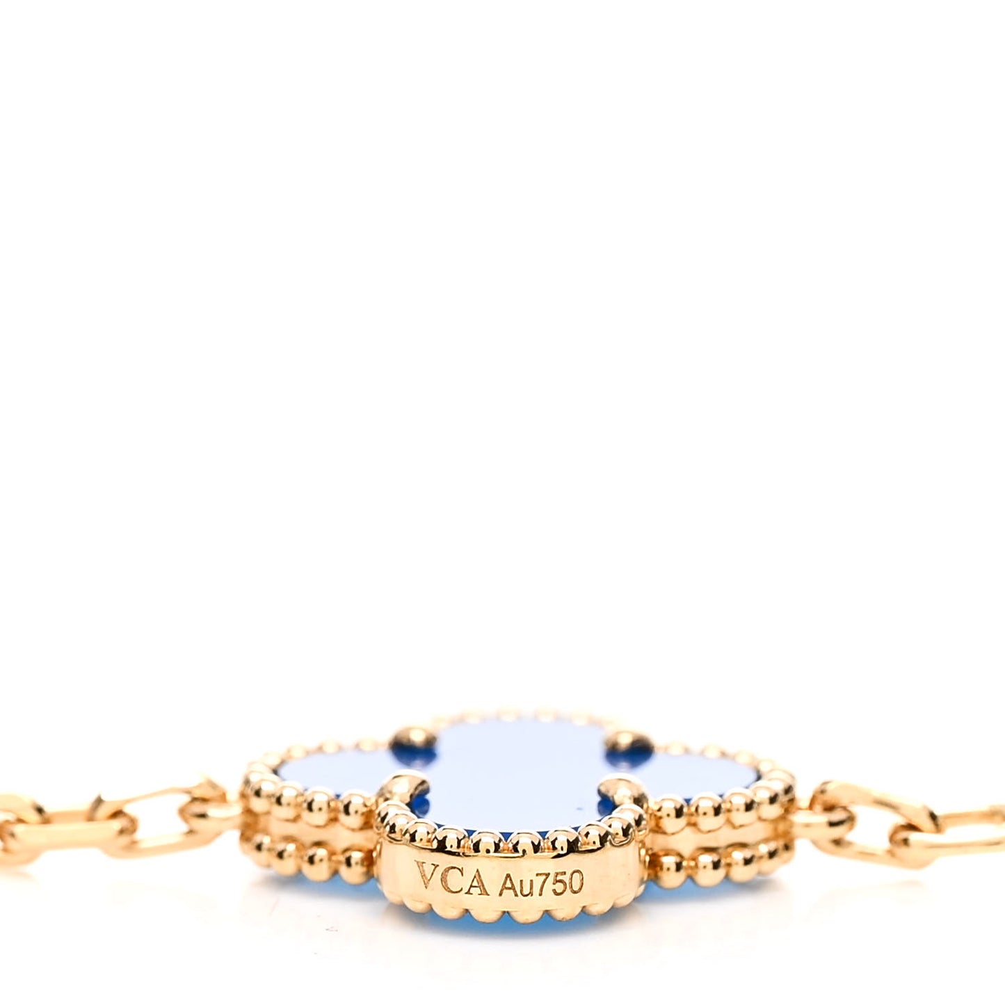 18K Yellow Gold Blue Agate 5 Motifs Vintage Alhambra Bracelet