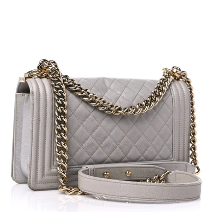 Chanel Caviar Quilted Medium Boy Flap Light Grey 3 of 20