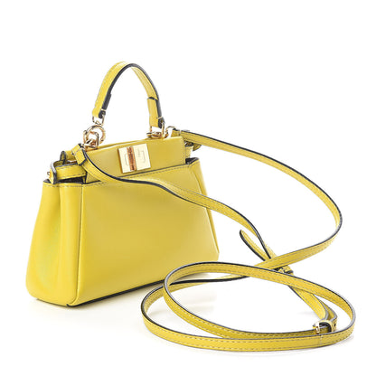Fendi Shiny Nappa Micro Peekaboo Iconic Satchel Lime 3 of 10
