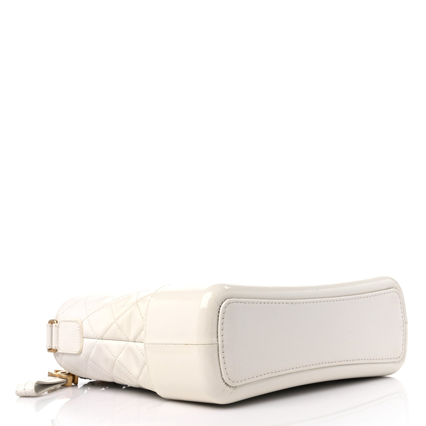 Patent Goatskin Quilted Medium Gabrielle Hobo White