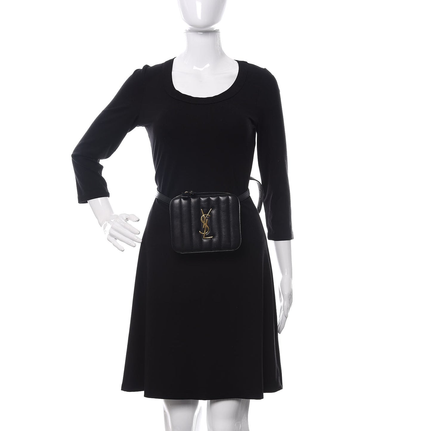 Lambskin Matelasse Vicky Monogram Belt Bag Black