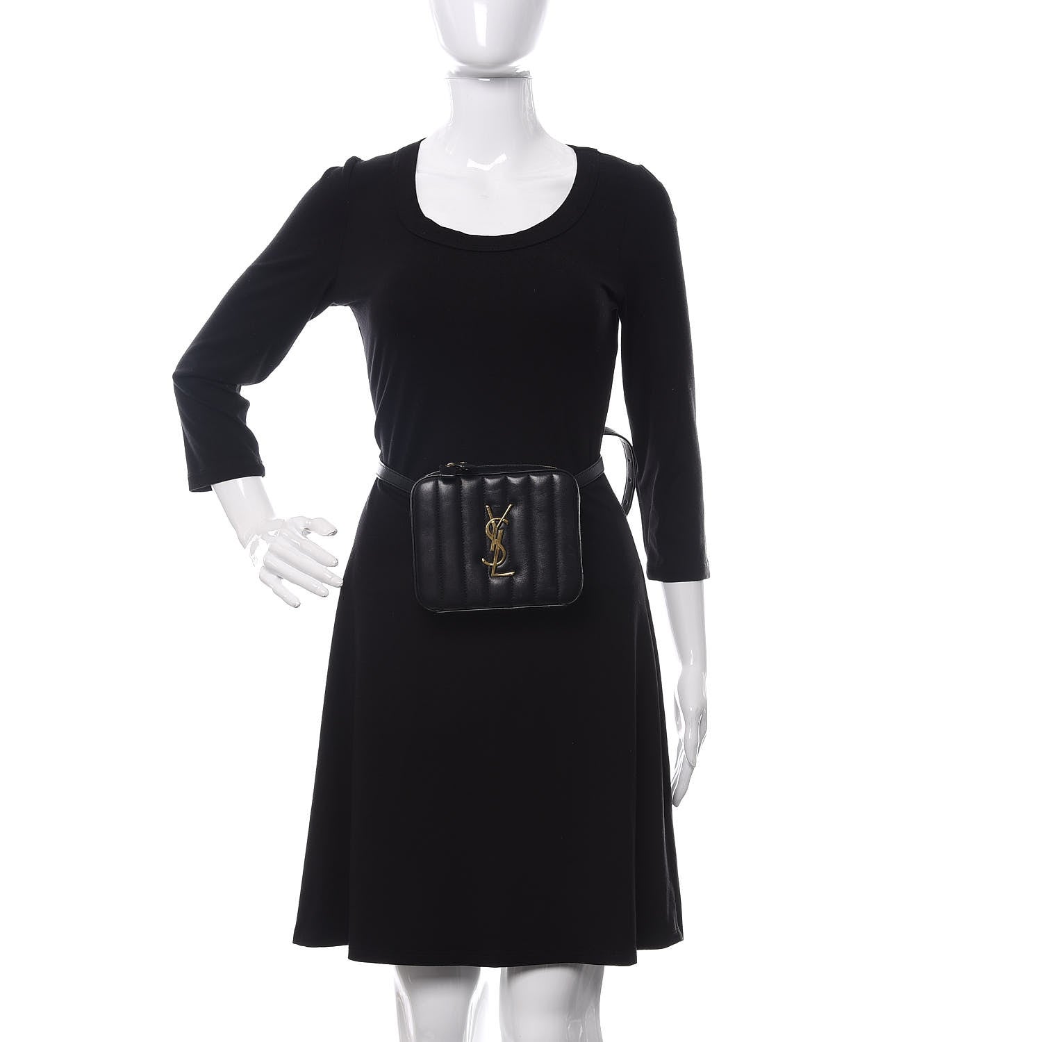 Saint Laurent Lambskin Matelasse Vicky Monogram Belt Bag Black 2 of 12