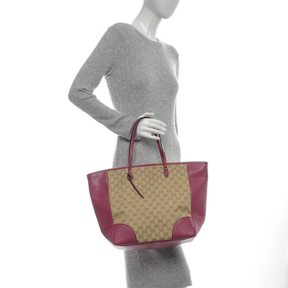 Gucci Monogram Textured Calfskin Medium Bree Zippered Tote Beige Ebony Peonia Flower 2 of 6