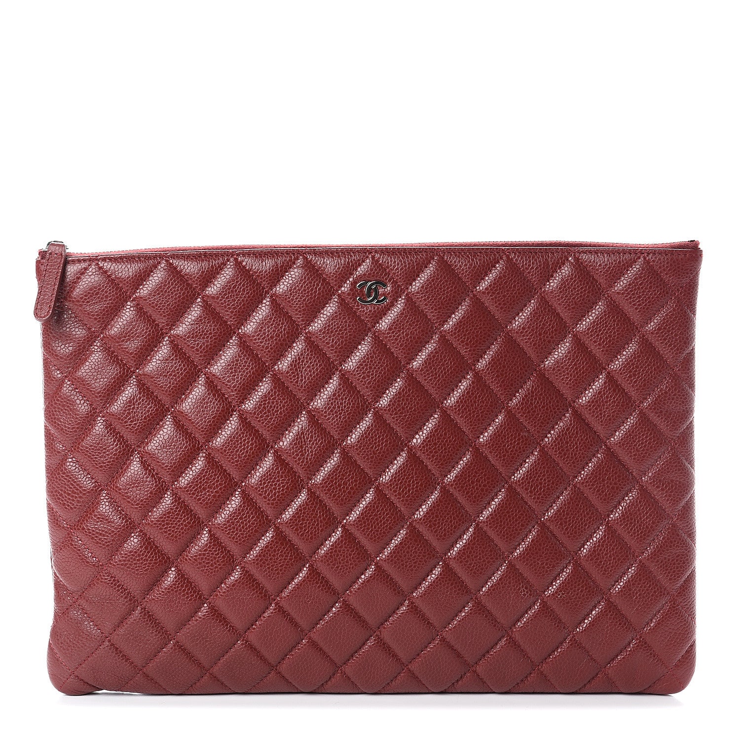 Chanel Caviar Quilted Large Cosmetic Case Dark Red 1 of 6