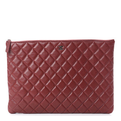 Chanel Caviar Quilted Large Cosmetic Case Dark Red 1 of 6