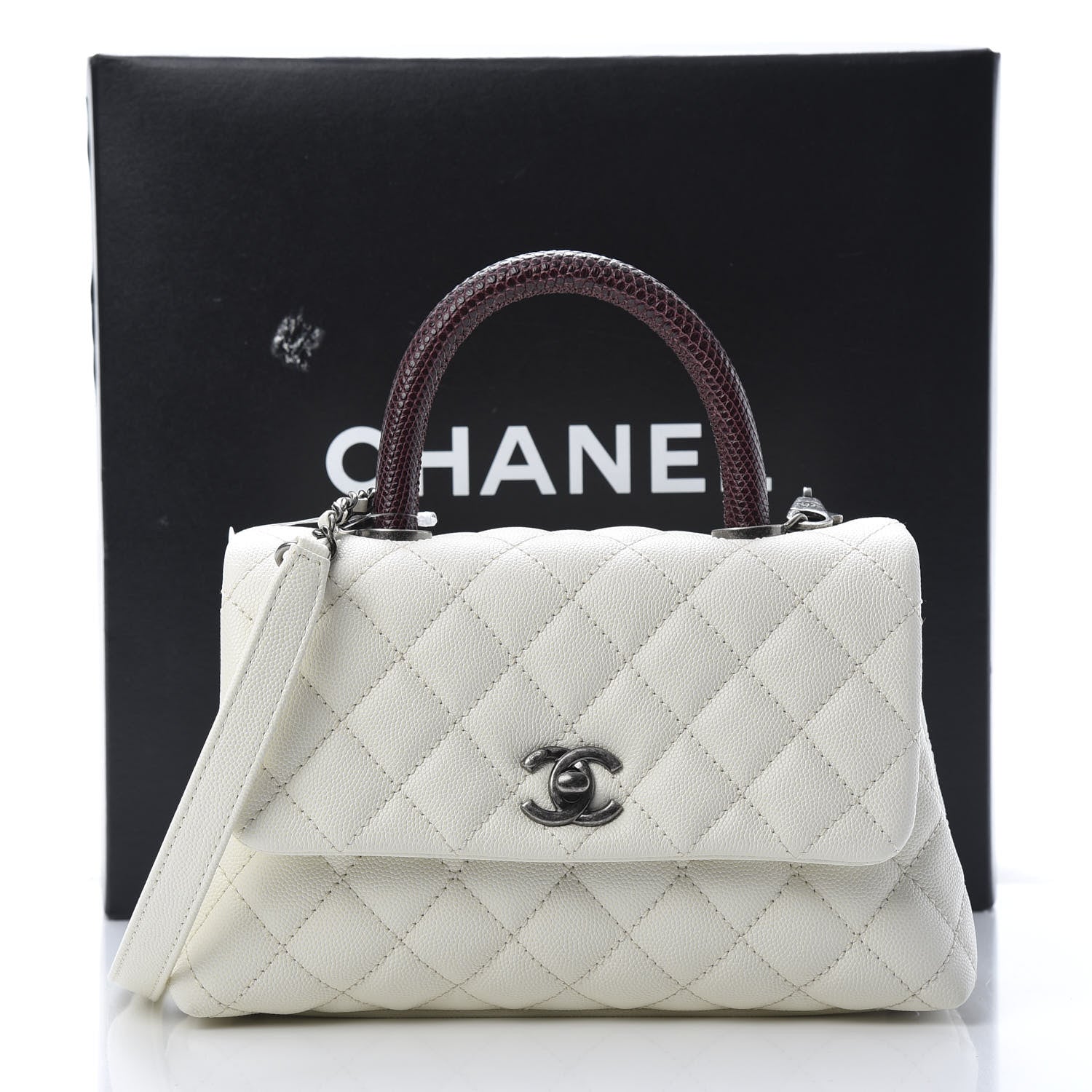 Chanel Caviar Lizard Quilted Mini Coco Handle Flap White 11 of 11