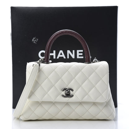Chanel Caviar Lizard Quilted Mini Coco Handle Flap White 11 of 11