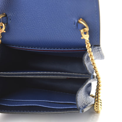 Valentino Garavani Grainy Calfskin VLogo Compact Wallet with Chain Blue 5 of 10