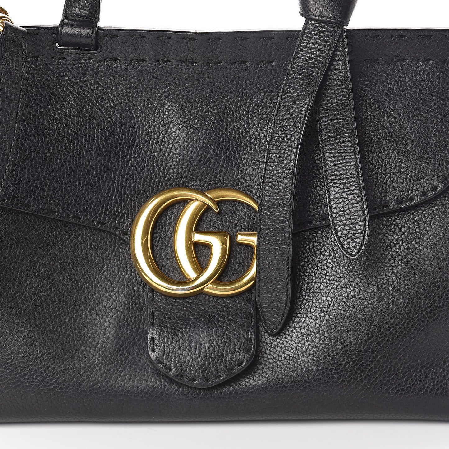 Calfskin Small GG Marmont Top Handle Bag Black