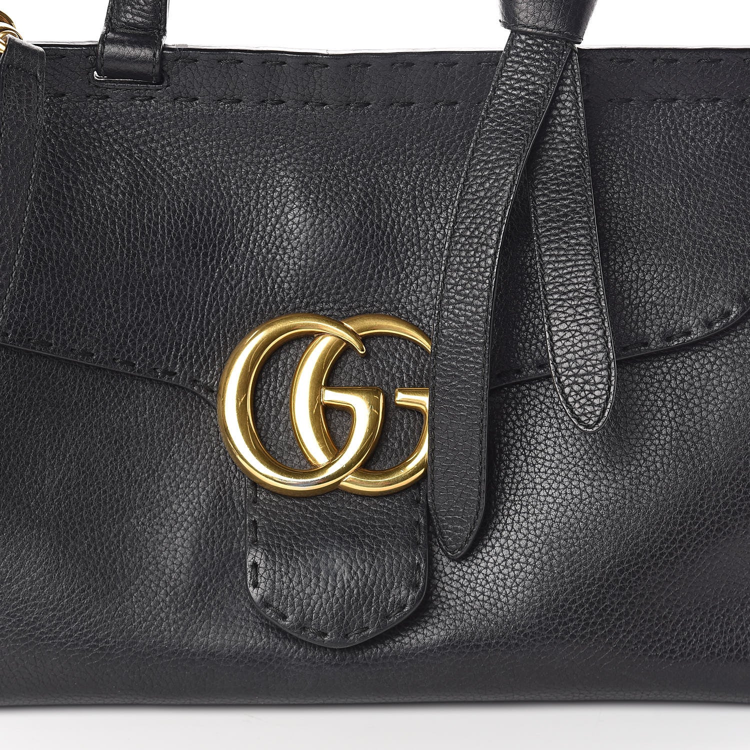 Gucci Calfskin Small GG Marmont Top Handle Bag Black 9 of 11